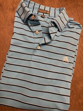 Peter Millar summer comfort blue stripe Navy Polo M